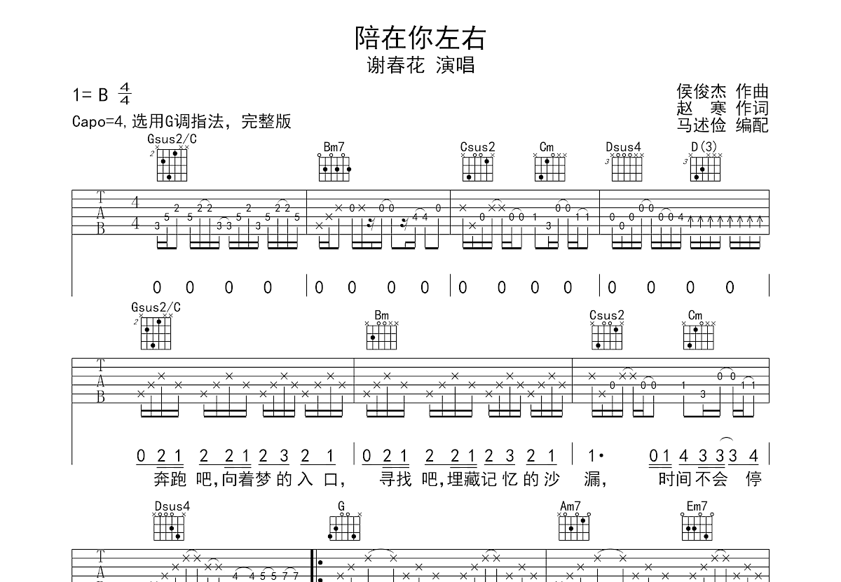 陪在你左右吉他谱预览图