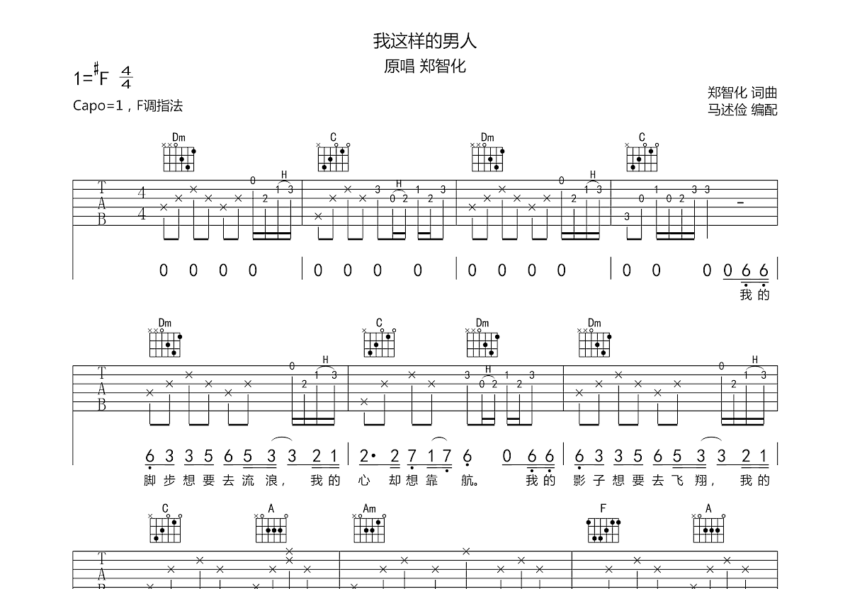 我这样的男人吉他谱预览图