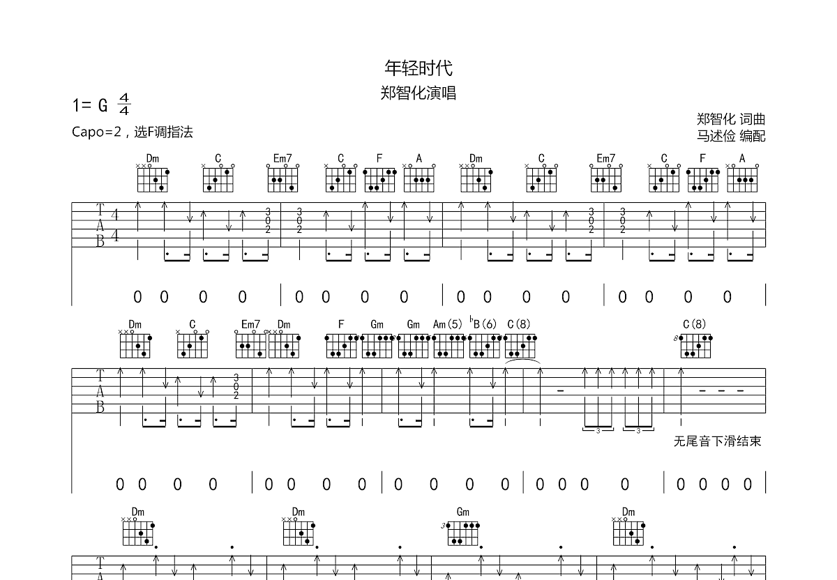 年轻时代吉他谱预览图