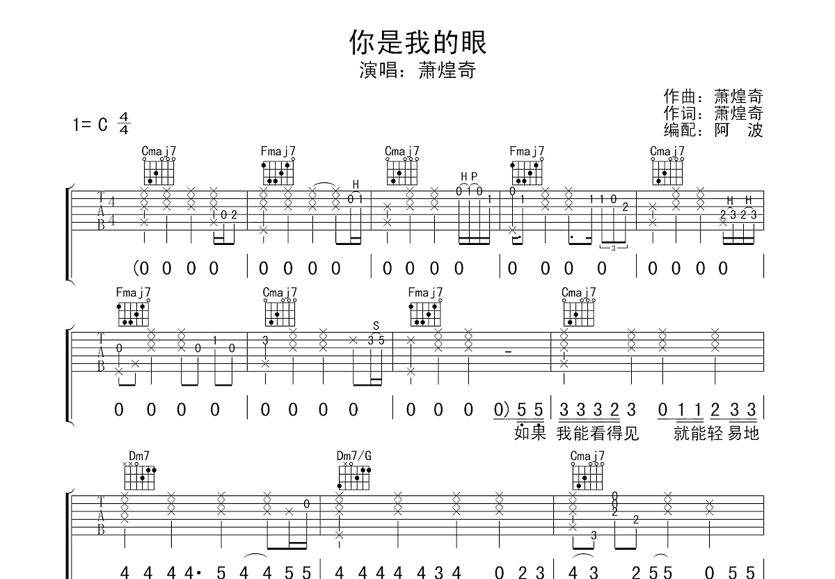 你是我的眼吉他谱预览图