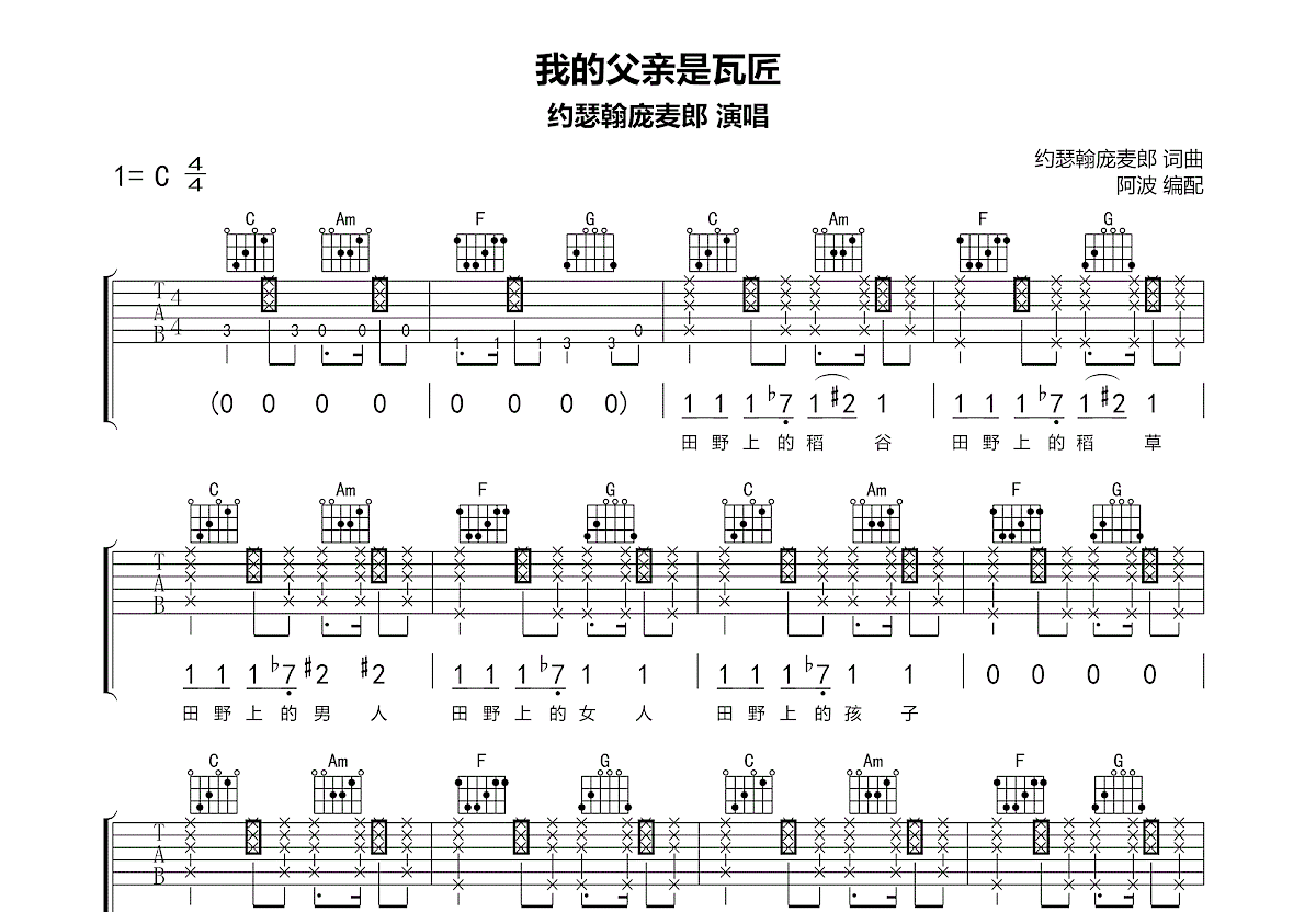 我的父亲是瓦匠吉他谱预览图