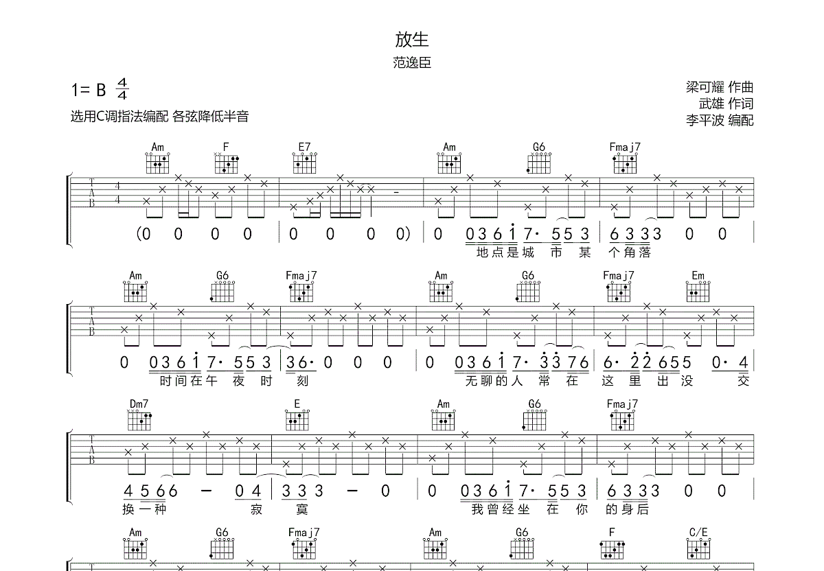 放生吉他谱预览图