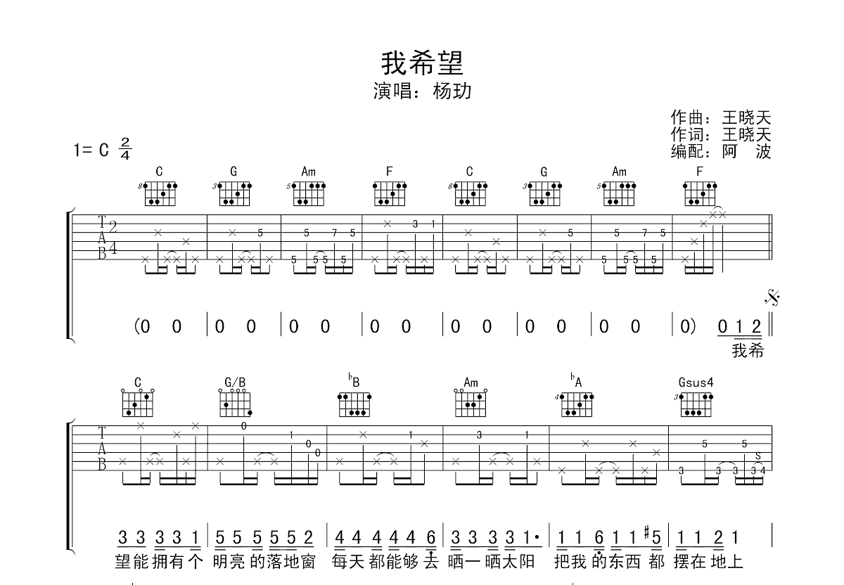 我希望吉他谱预览图