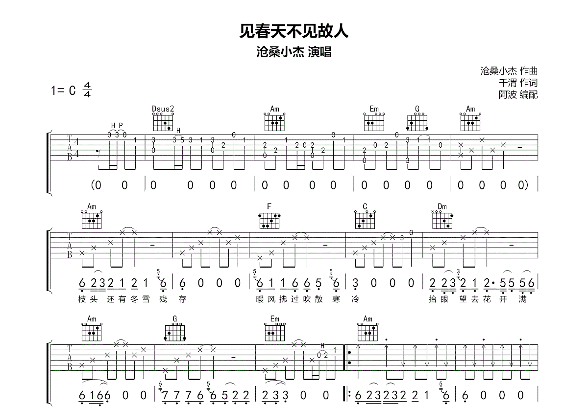 见春天不见故人吉他谱预览图