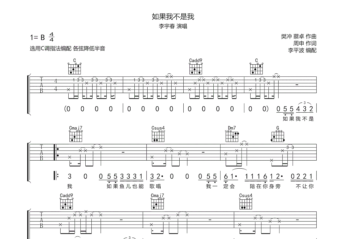 如果我不是我吉他谱预览图