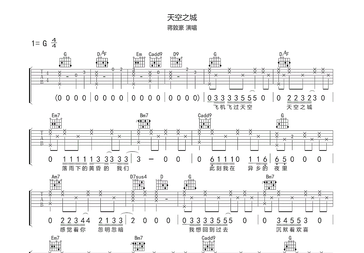 天空之城吉他谱预览图