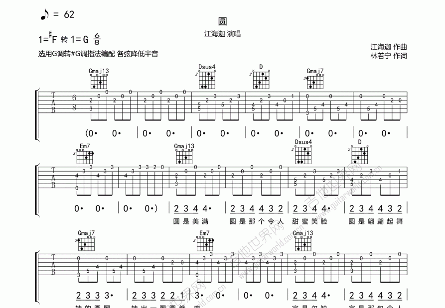 圆吉他谱预览图