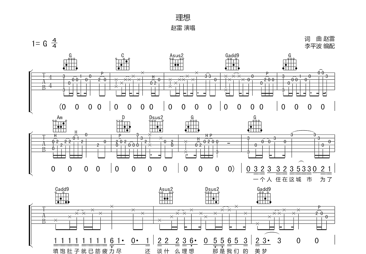 理想吉他谱预览图