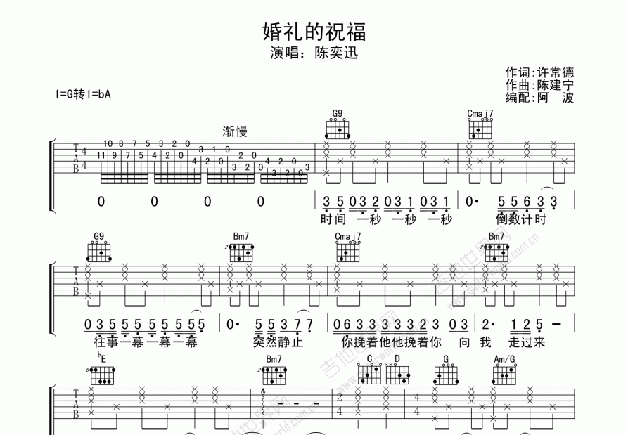 婚礼的祝福吉他谱预览图