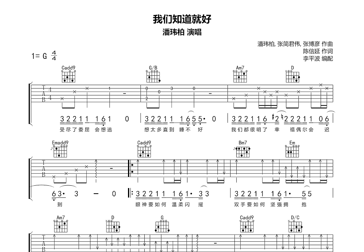 我们知道就好吉他谱预览图