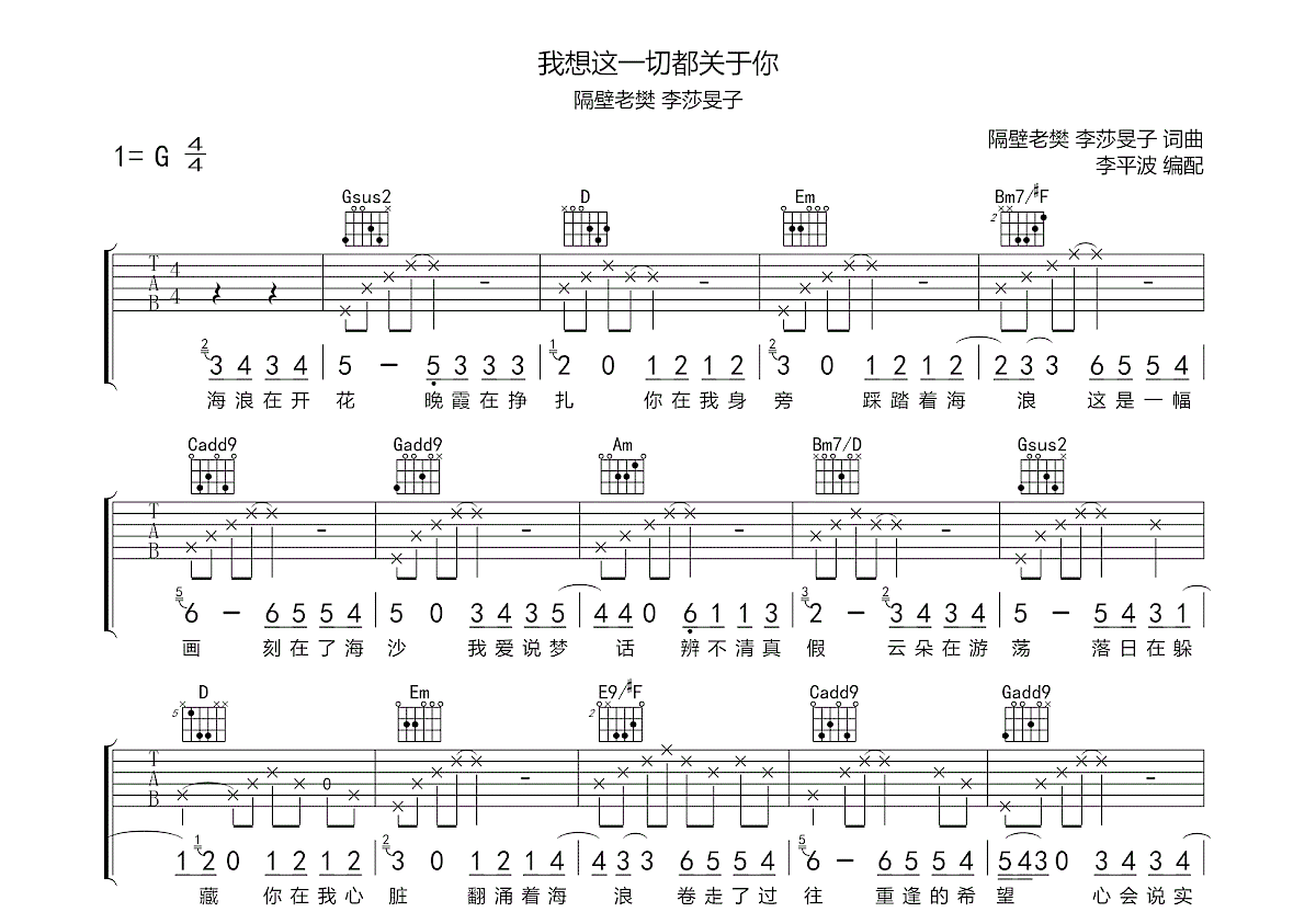 我想这一切都关于你吉他谱预览图