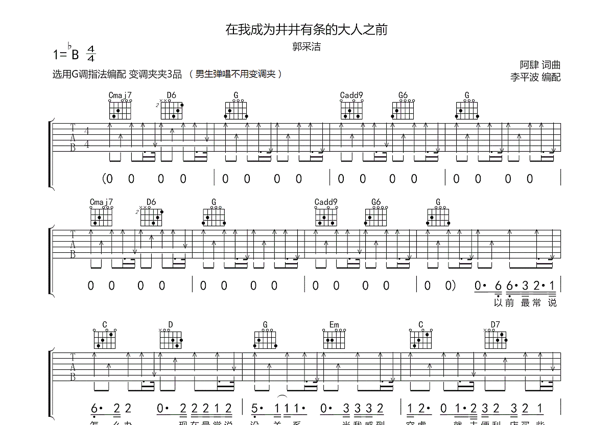 在我成为井井有条的大人之前吉他谱预览图