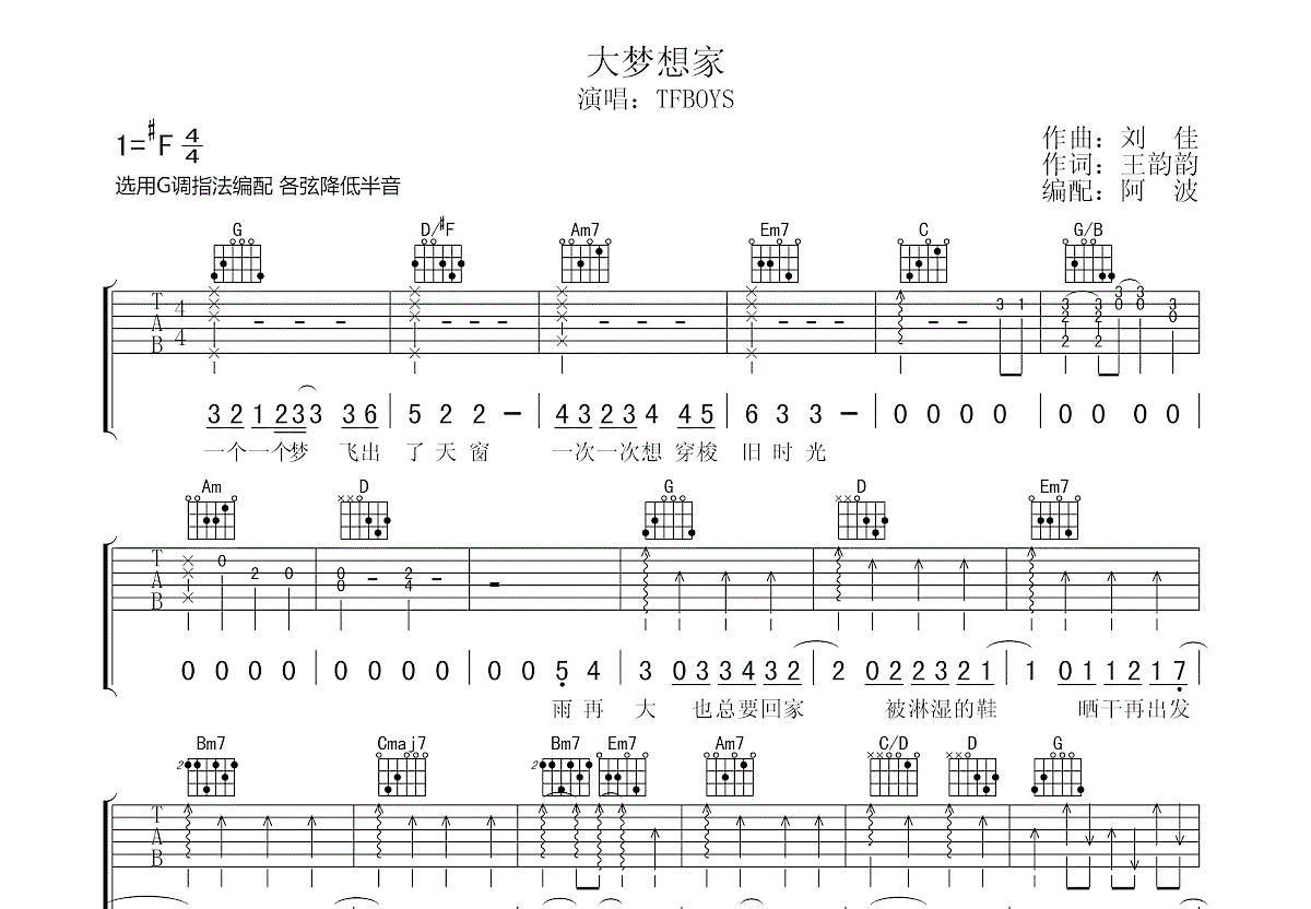 大梦想家吉他谱预览图