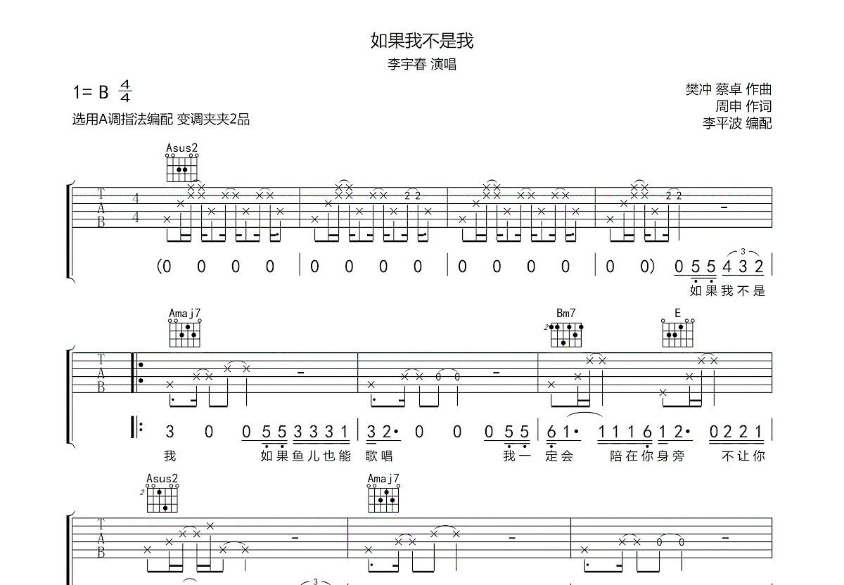 如果我不是我吉他谱预览图