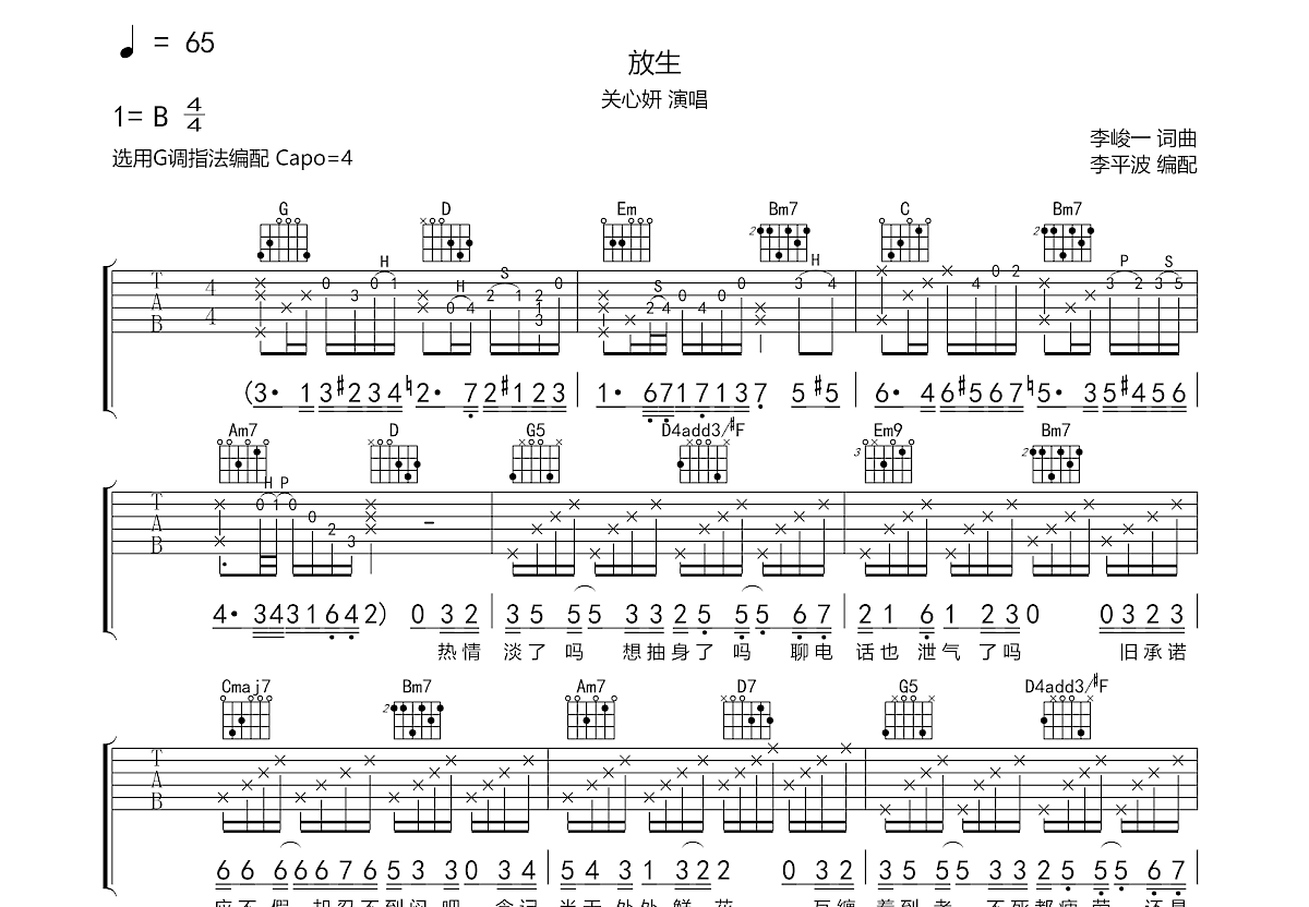 放生吉他谱预览图