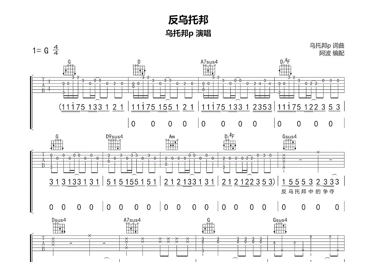 反乌托邦吉他谱预览图