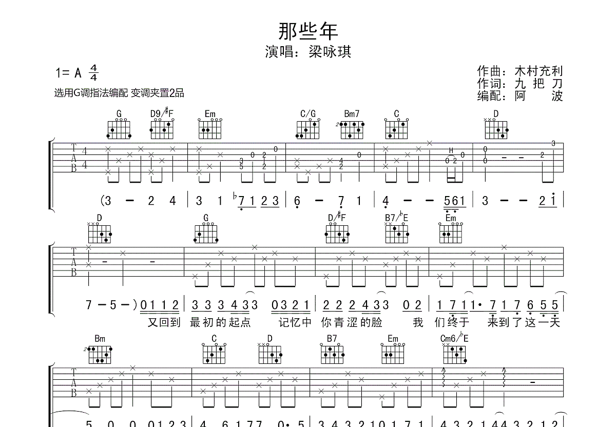 那些年吉他谱预览图