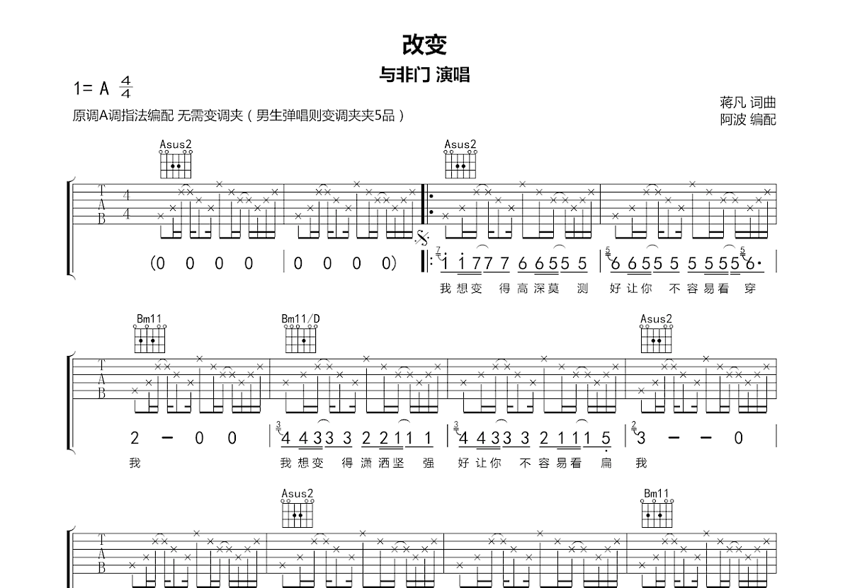 改变吉他谱预览图