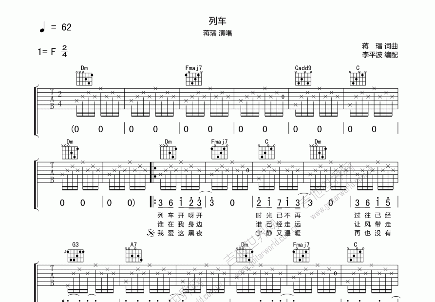 列车吉他谱预览图