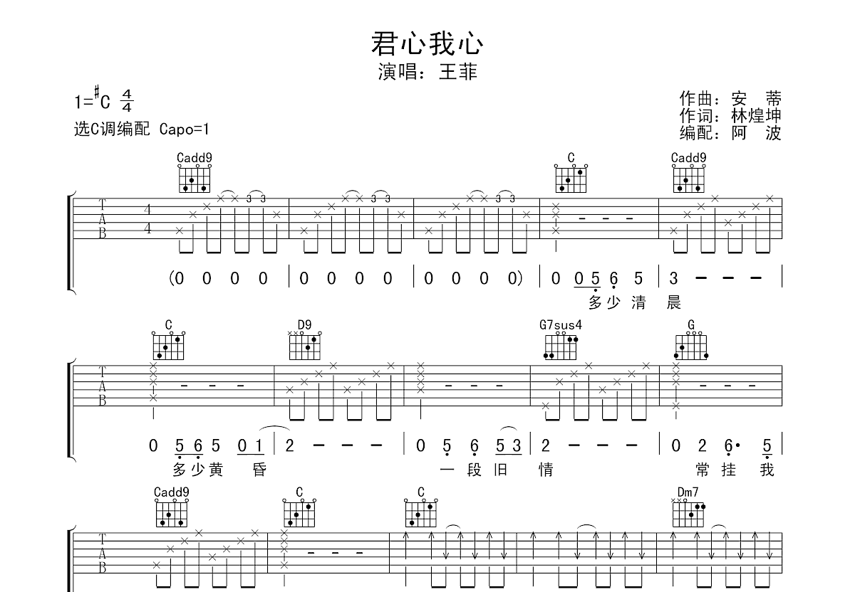 君心我心吉他谱预览图