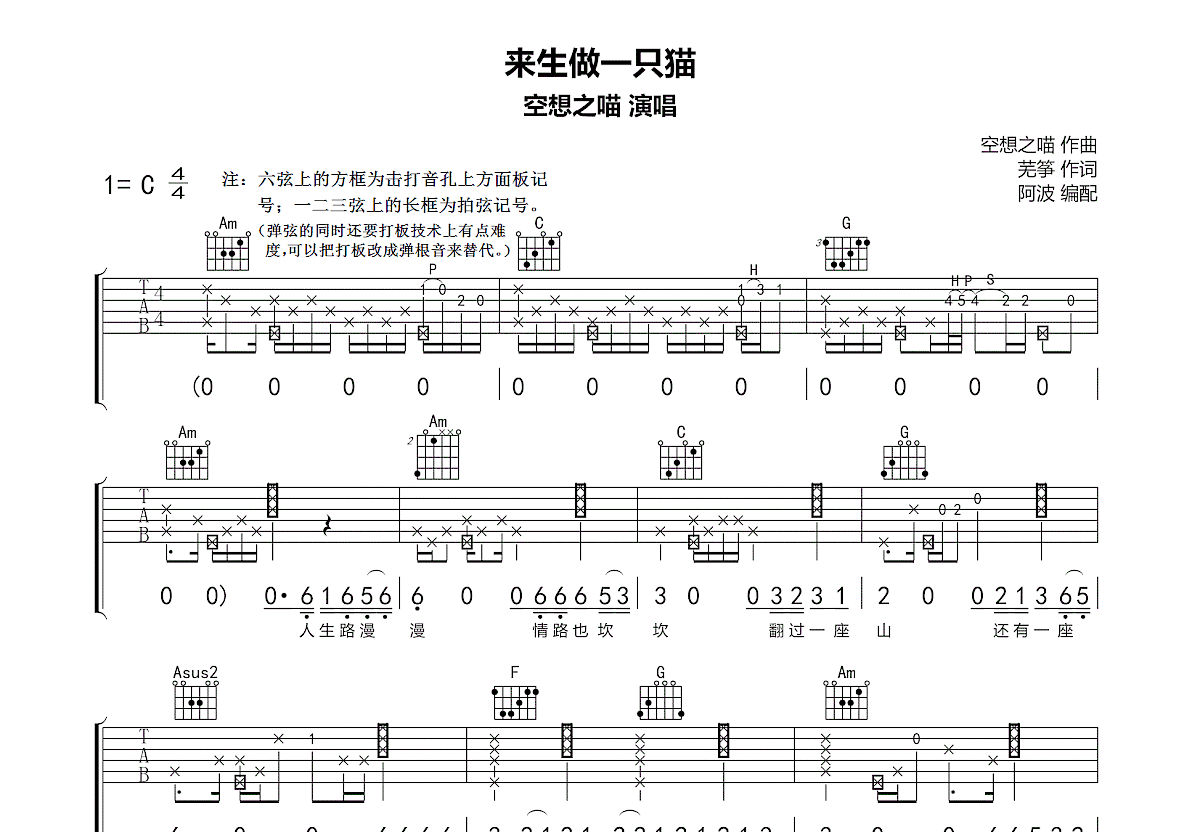 来生做一只猫吉他谱预览图