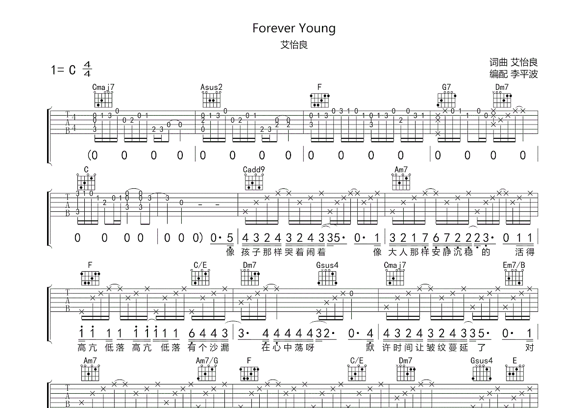 Forever Young吉他谱预览图