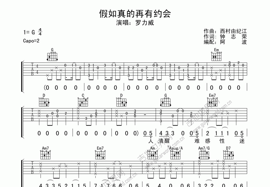 如果真的再有约会吉他谱预览图