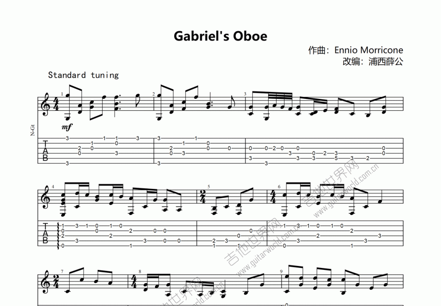 Gabriel's Oboe吉他谱预览图