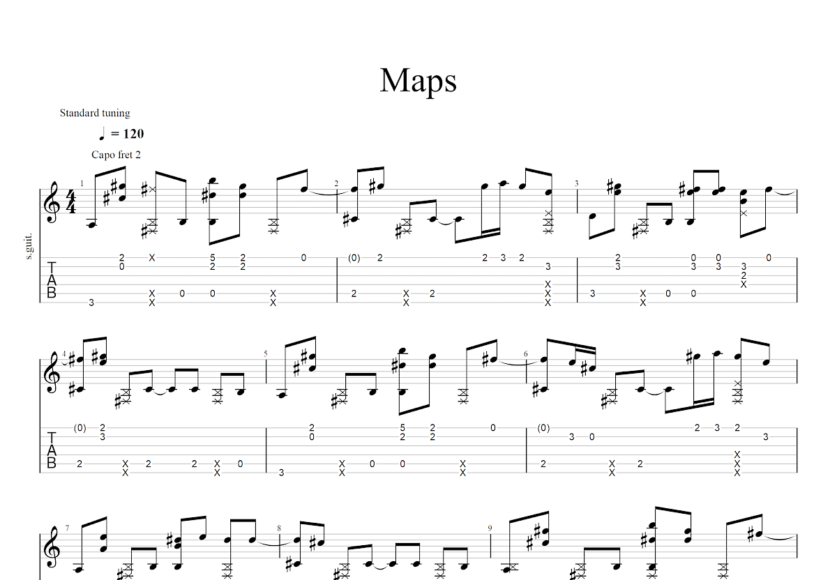 Maps吉他谱预览图