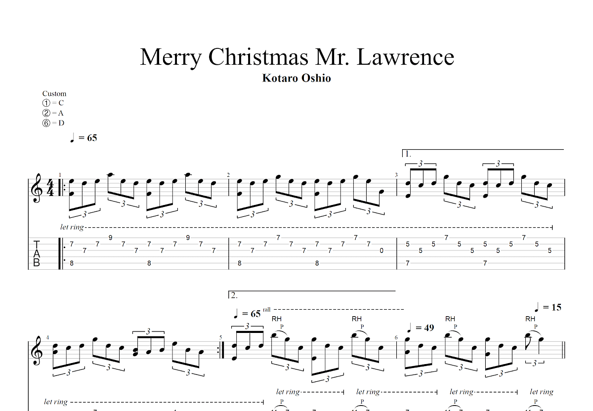 Merry Christmas Mr. Lawrence吉他谱预览图