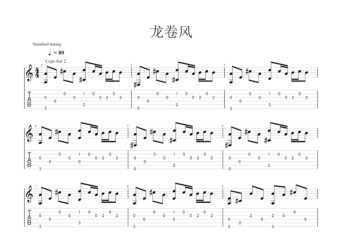 龙卷风吉他谱预览图