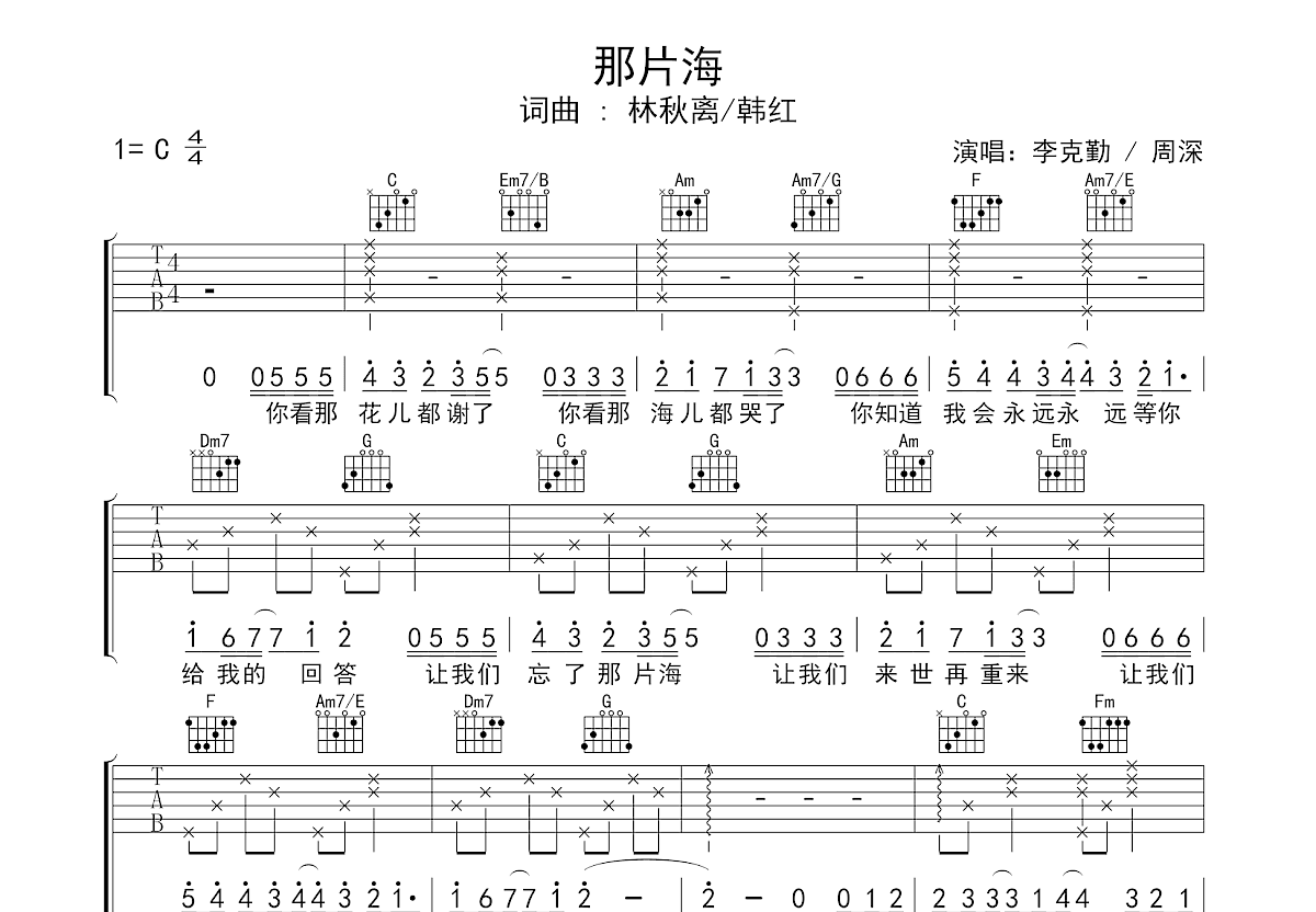 那片海吉他谱预览图