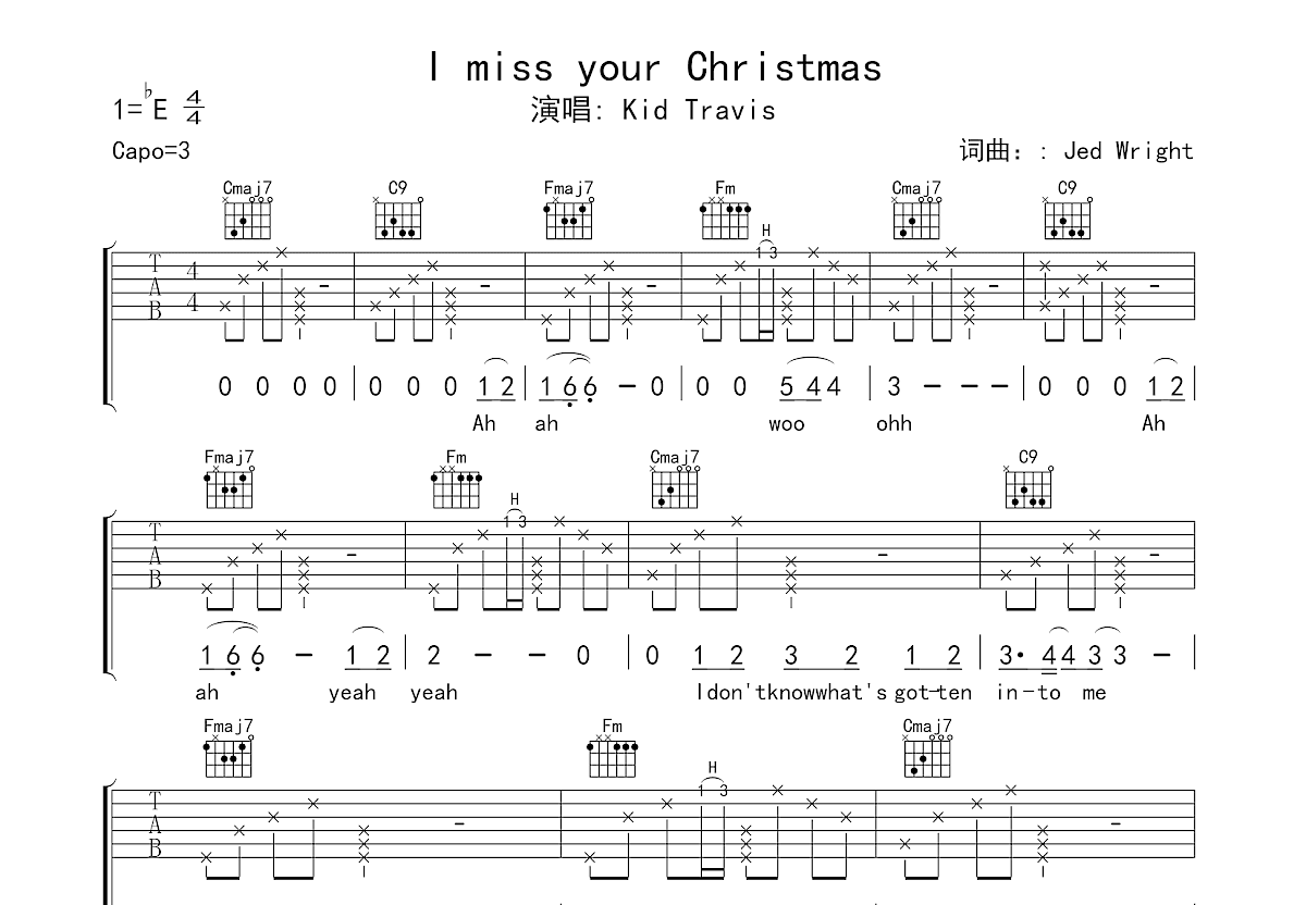 I miss your Christmas吉他谱预览图