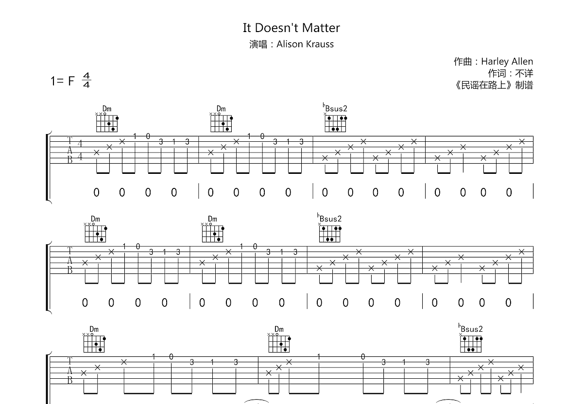 It Doesn't Matter吉他谱预览图