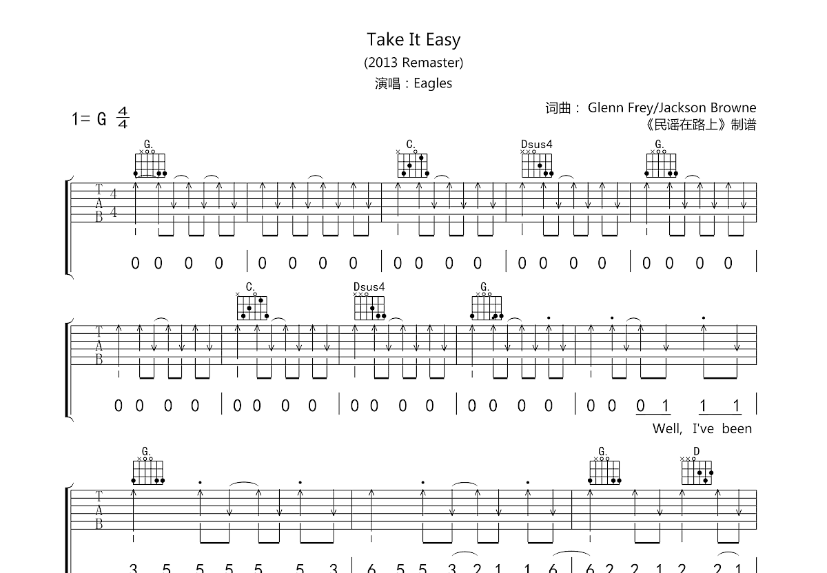 Take It Easy吉他谱预览图