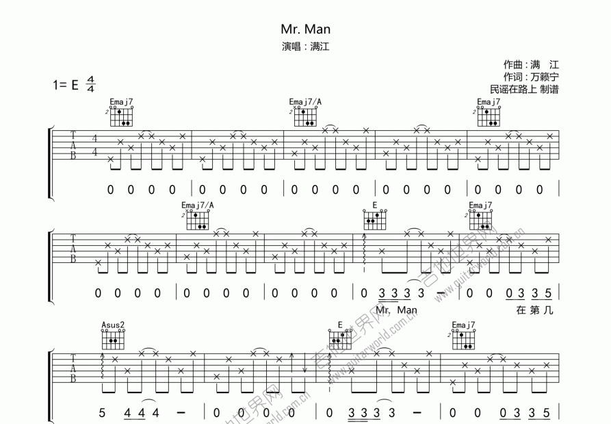 Mr.Man吉他谱预览图