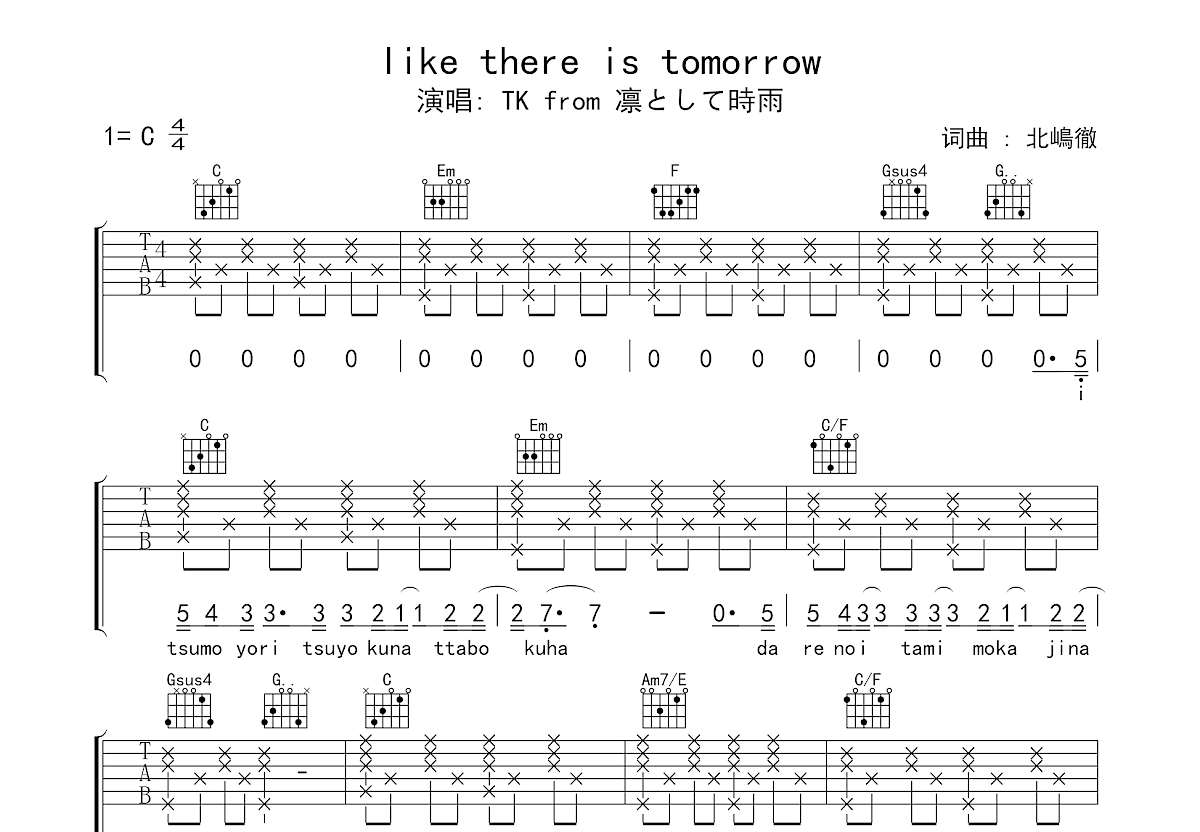 like there is tomorrow吉他谱预览图