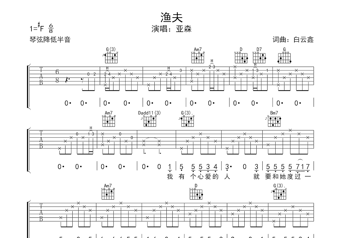 渔夫吉他谱预览图