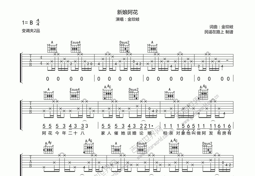 新娘阿花吉他谱预览图