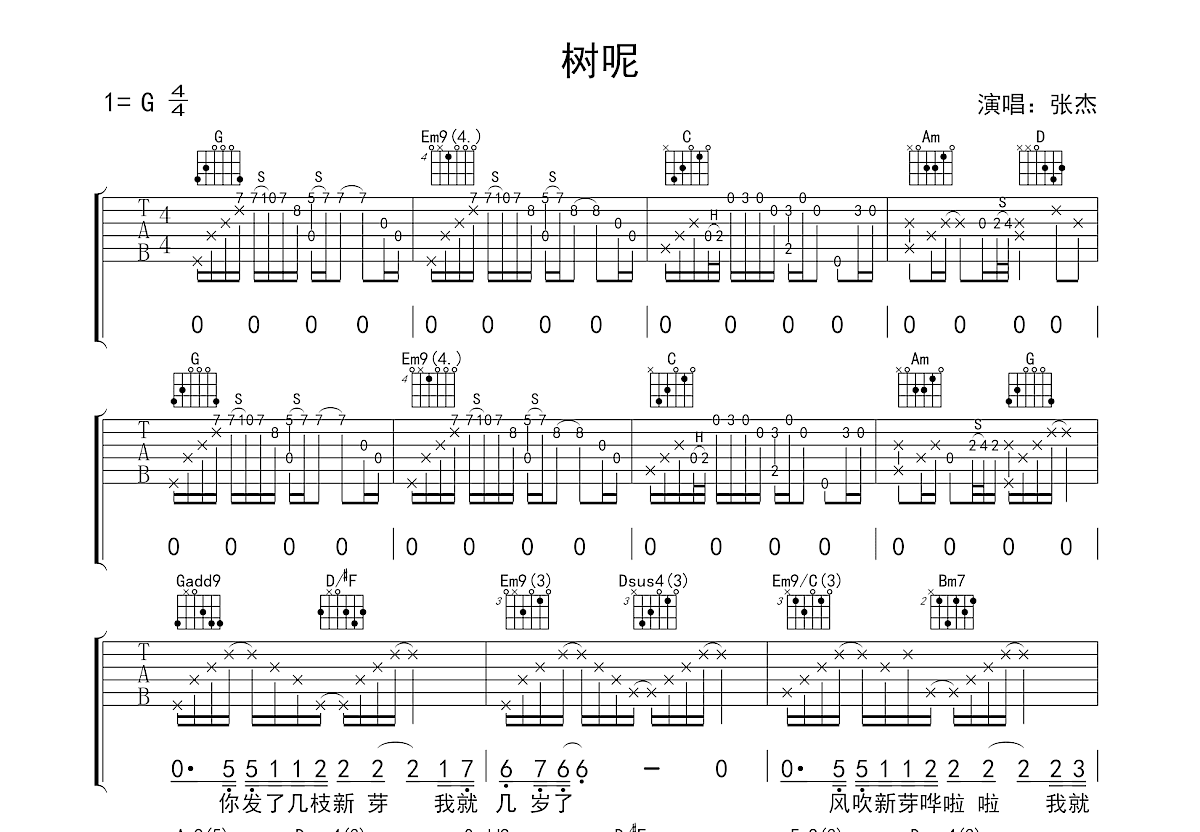 树呢吉他谱预览图