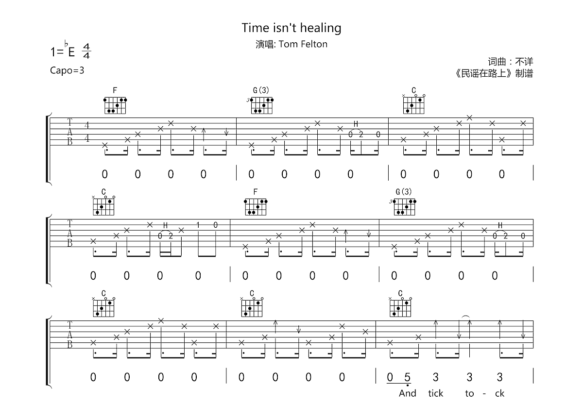 Time isn't healing吉他谱预览图