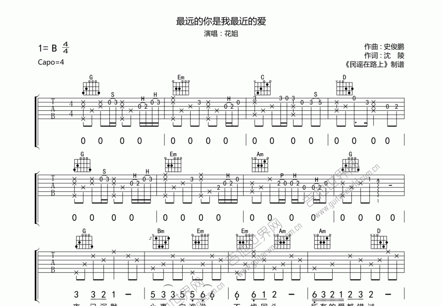 最远的你是我最近的爱吉他谱预览图