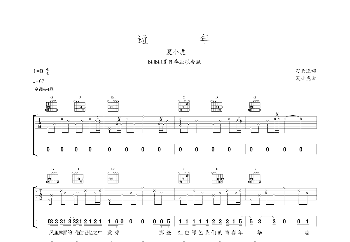 逝年吉他谱预览图