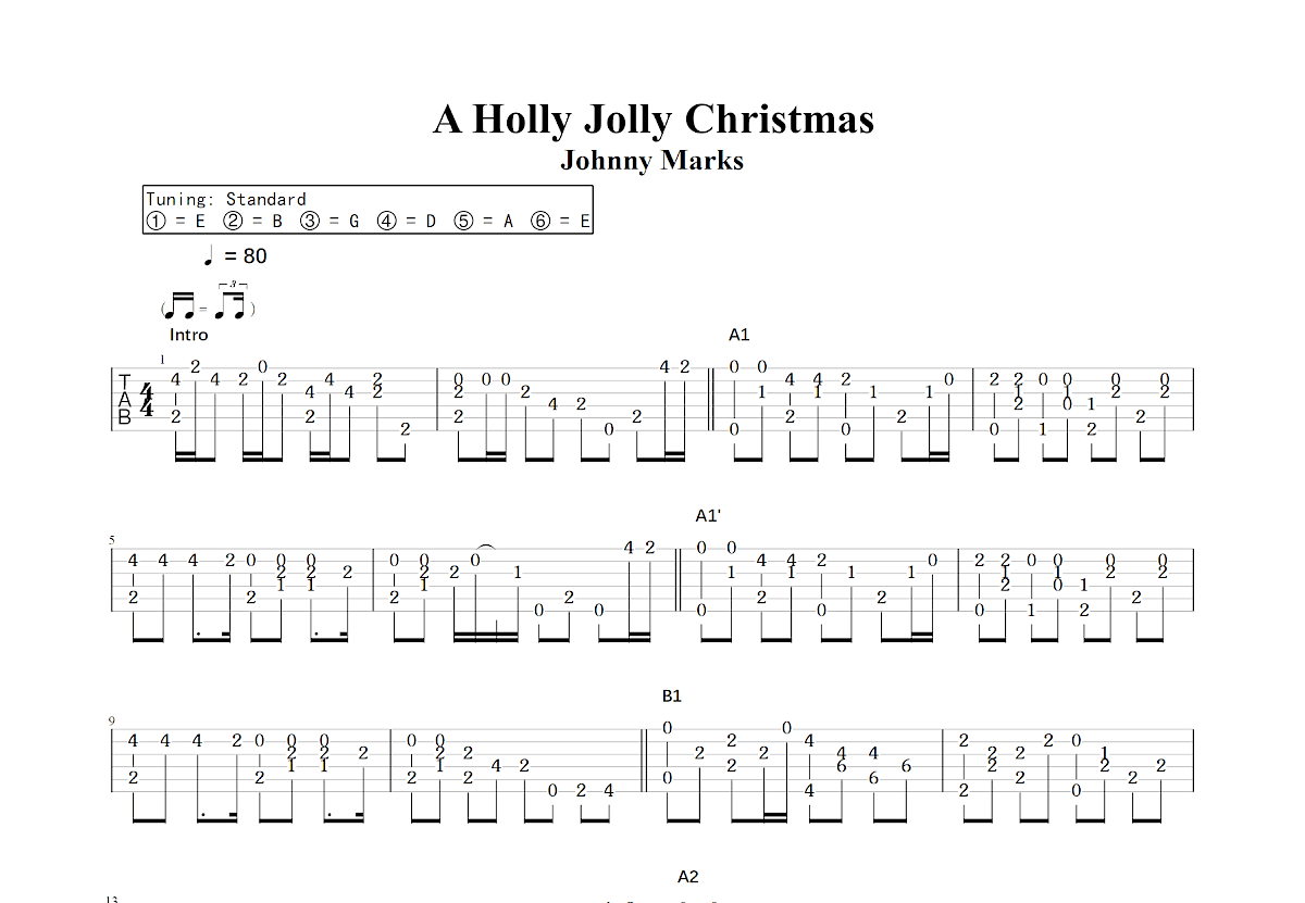 A Holly Jolly Christmas吉他谱预览图