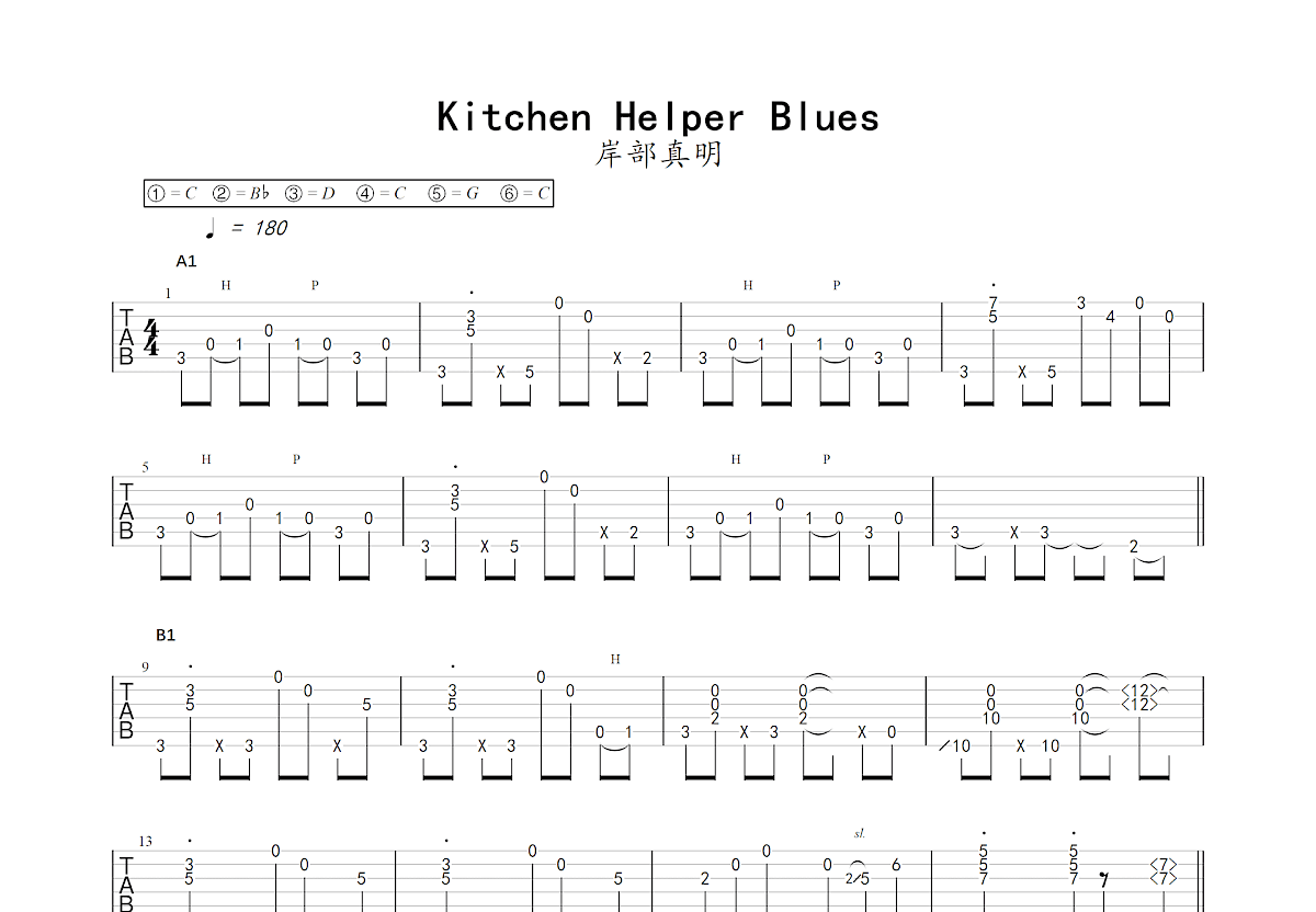 Kitchen Helper Blues吉他谱_岸部真明_C调指弹