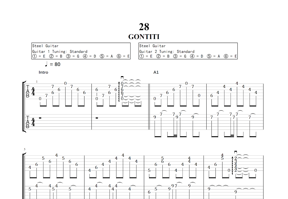 28吉他谱预览图