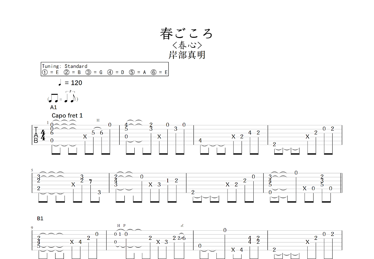 春ごころ吉他谱预览图