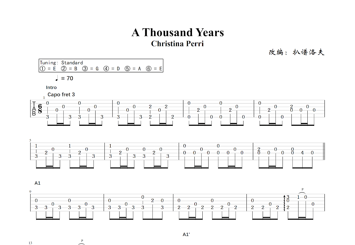 A Thousand Years吉他谱预览图