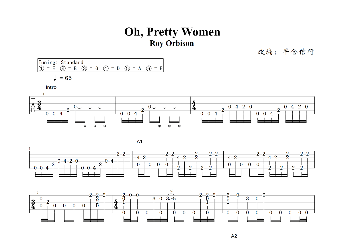 Oh, Pretty Women吉他谱预览图