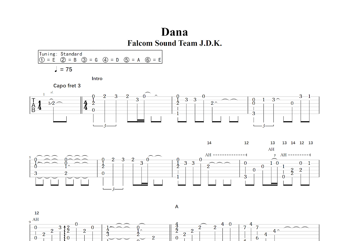 Dana吉他谱预览图